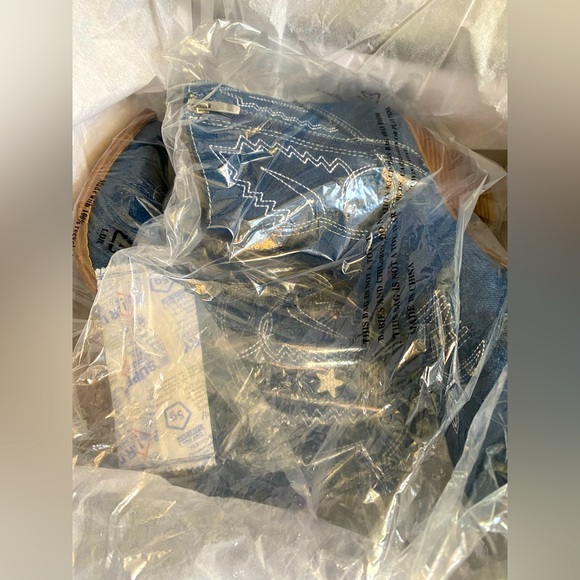 Nine West Nallas Western Booties Heeled ✨ Dark Blue Denim Size 9 | star country - Picture 5 of 15